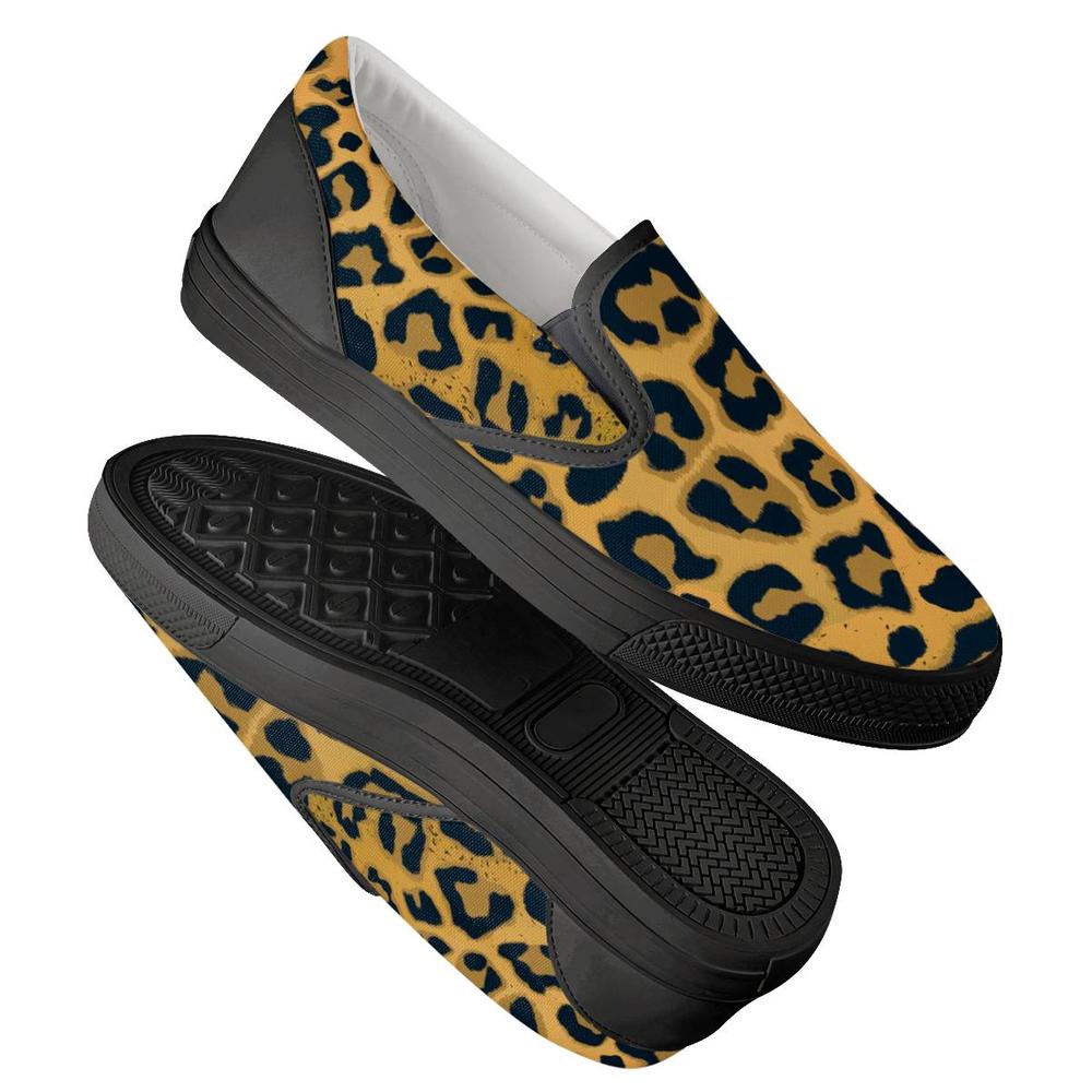 Leopard Print Black Slip On Women's Shoes - UniqueThoughtful