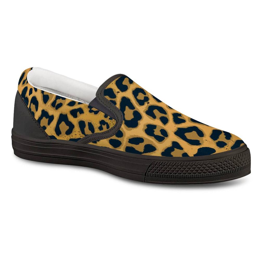 Leopard Print Black Slip On Women's Shoes - UniqueThoughtful