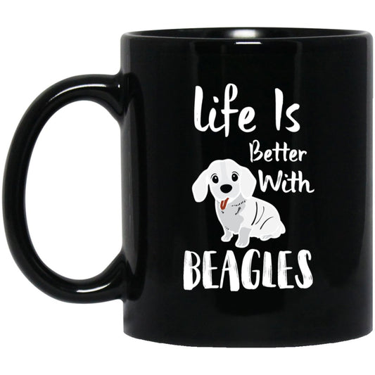 "Life Is Better With BEAGLES" Coffee Mug (Black) - Uniquethoughtful