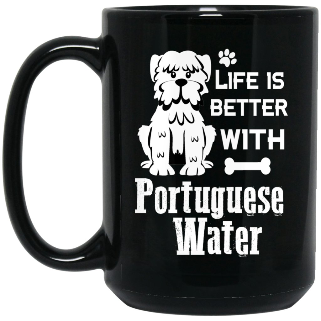 "Life Is Better With Portuguese Water" Coffee Mug (Black) - UniqueThoughtful