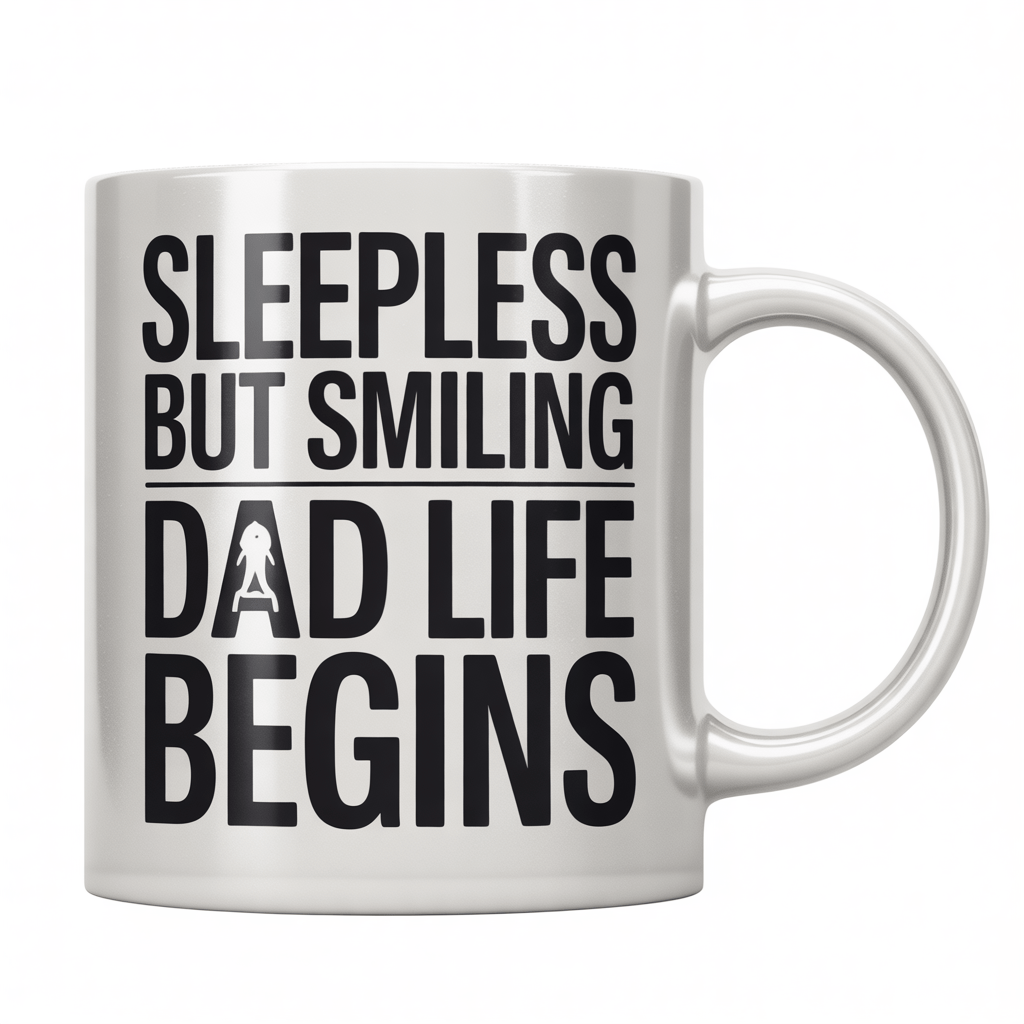 New Dad Gift Coffee Mug - Sleepless But Smiling - UniqueThoughtful