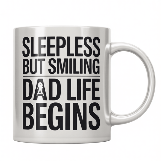 New Dad Gift Coffee Mug - Sleepless But Smiling - UniqueThoughtful