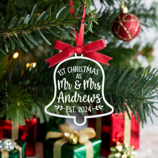 Our First Christmas As Mr & Mrs Personalized Ornament - UniqueThoughtful