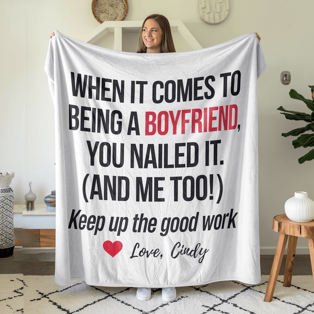 Personalized Blanket Valentine's Gift For Boyfriend - UniqueThoughtful
