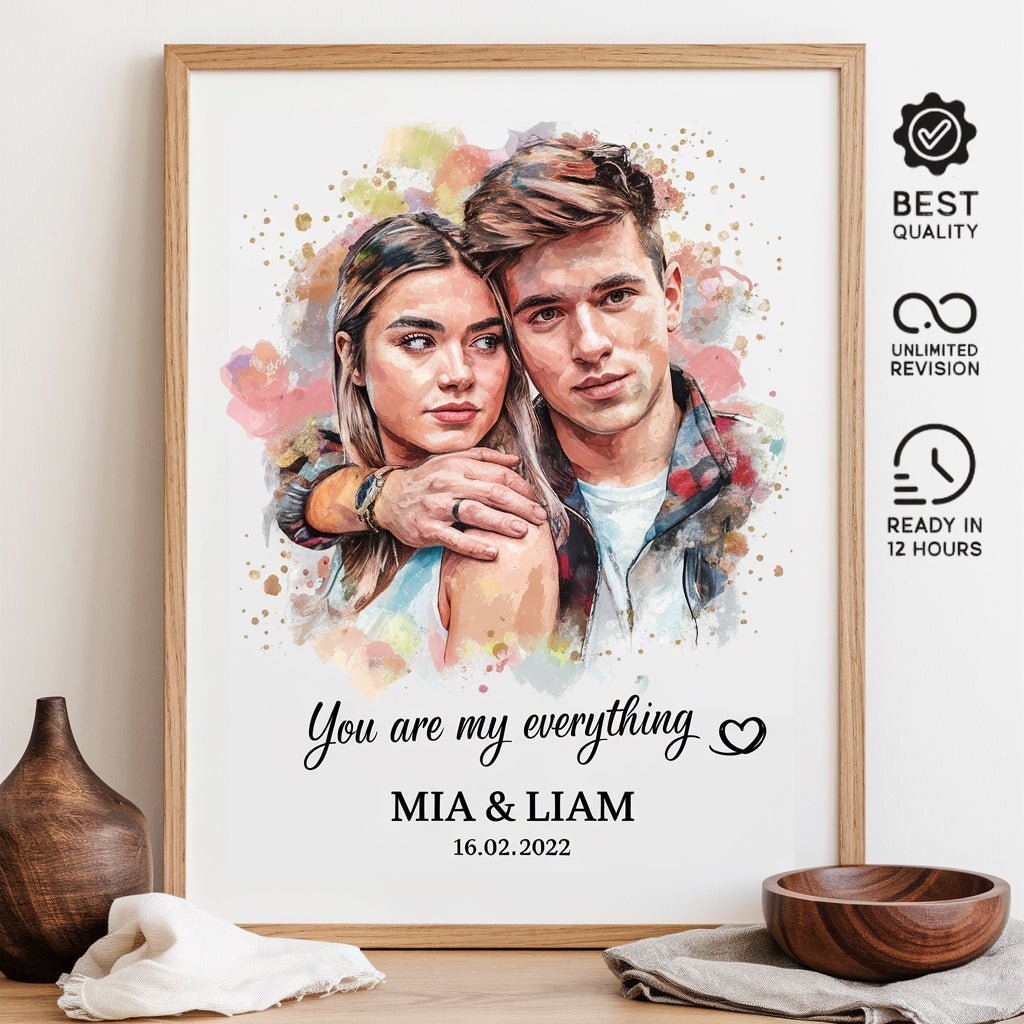 Personalized Couple Portrait From Photo - UniqueThoughtful