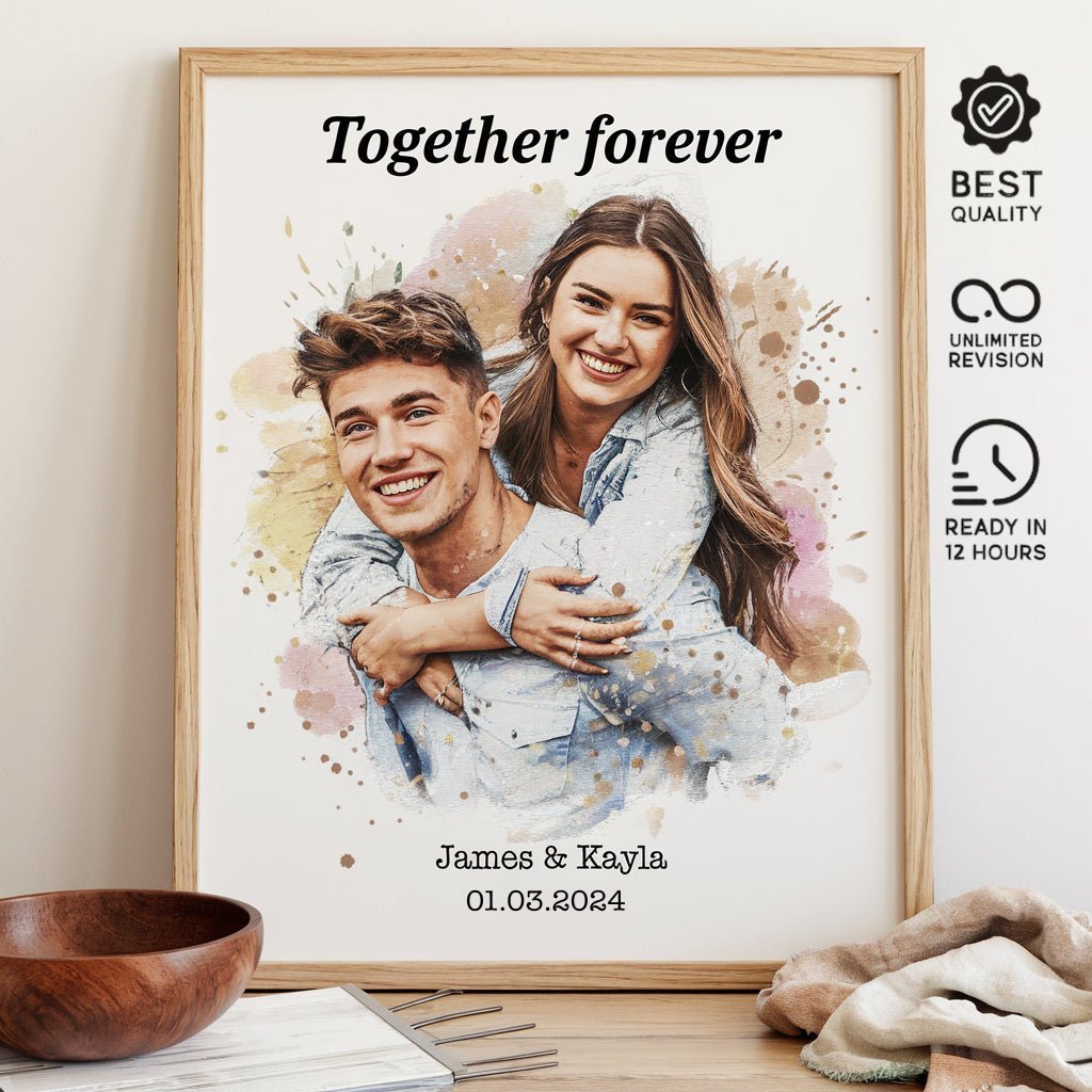 Personalized Couple Portrait From Photo - UniqueThoughtful