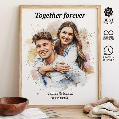 Personalized Couple Portrait From Photo - UniqueThoughtful