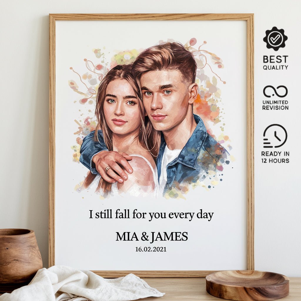 Personalized Couple Portrait From Photo - UniqueThoughtful