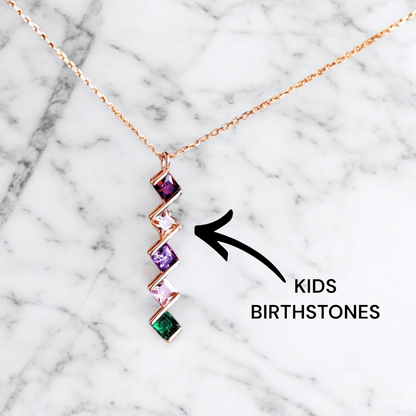 Personalized Family Birthstone Necklace - Mother's Day Gift - UniqueThoughtful