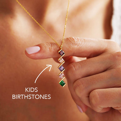 Personalized Family Birthstone Necklace - Mother's Day Gift - UniqueThoughtful