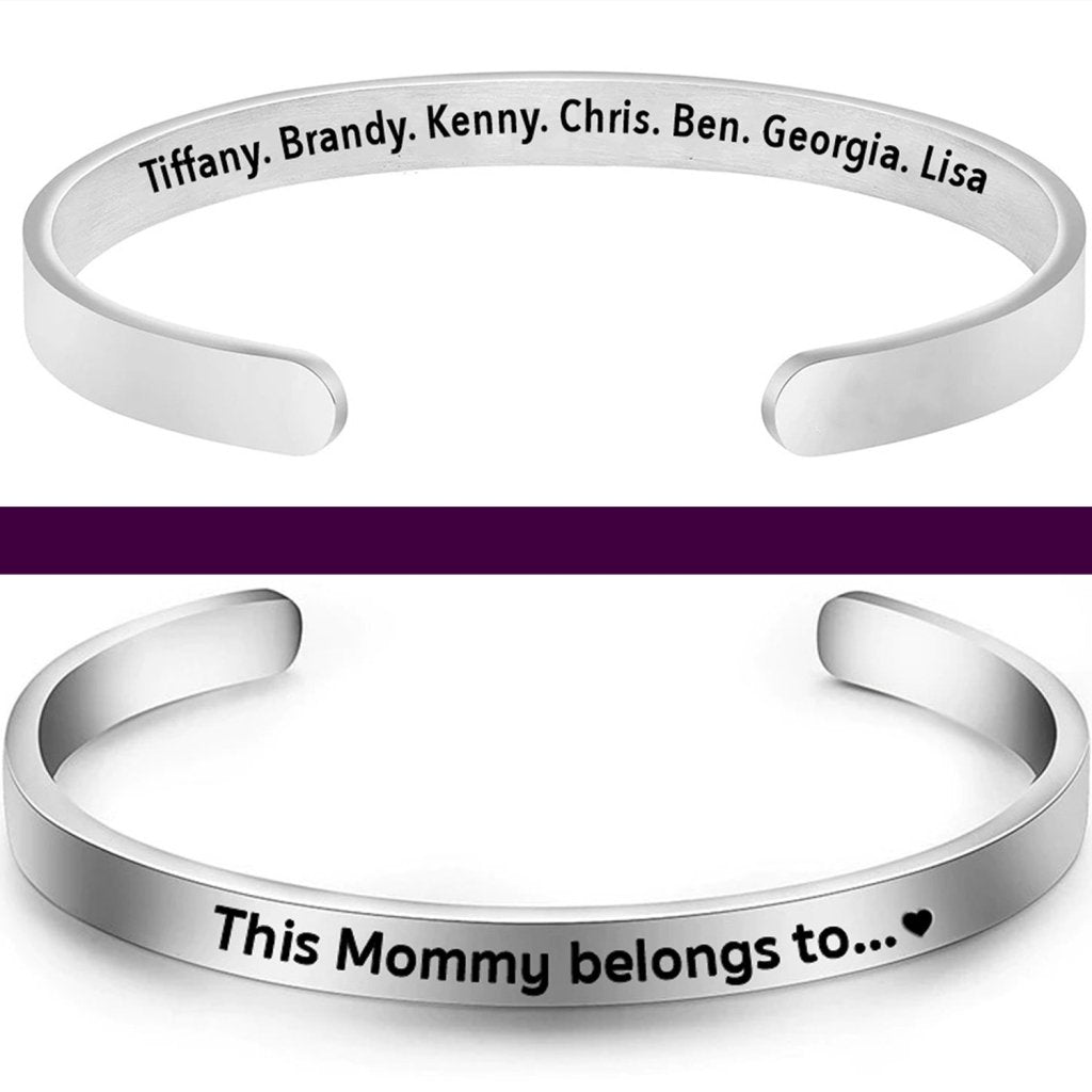 Personalized Family Names Cuff Bracelet - UniqueThoughtful
