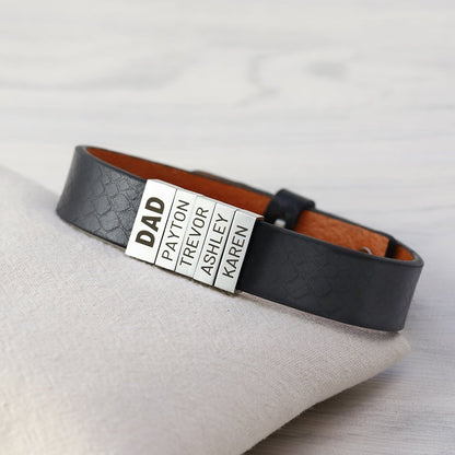 Personalized Family Names Genuine Leather Bracelet - Uniquethoughtful