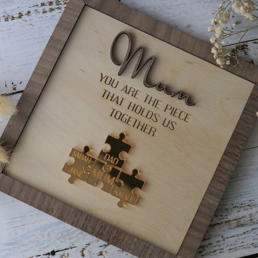 Personalized Family Names Puzzle Wood Wall Art - Mothers Day Gift - UniqueThoughtful