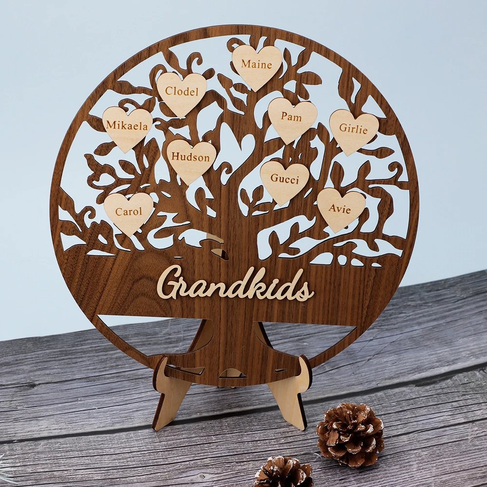 Personalized Family Names Wooden Tree Decoration - Uniquethoughtful