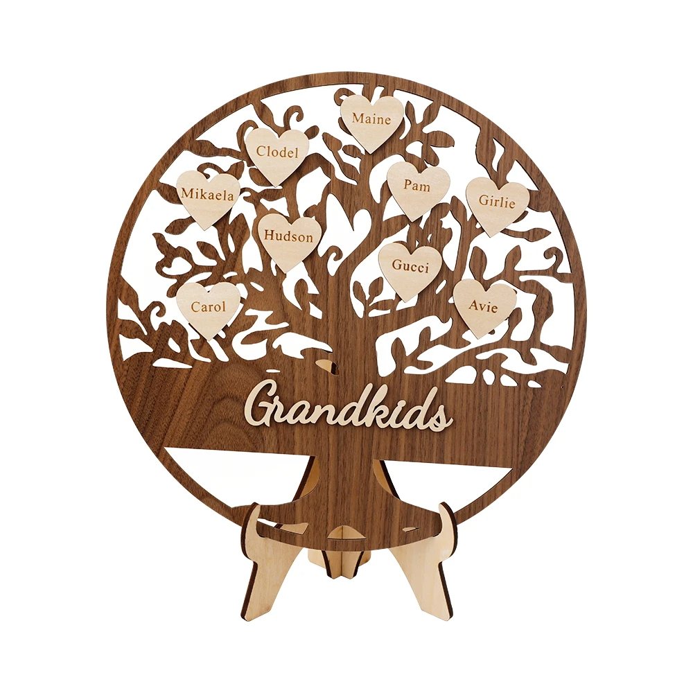 Personalized Family Names Wooden Tree Decoration - Uniquethoughtful