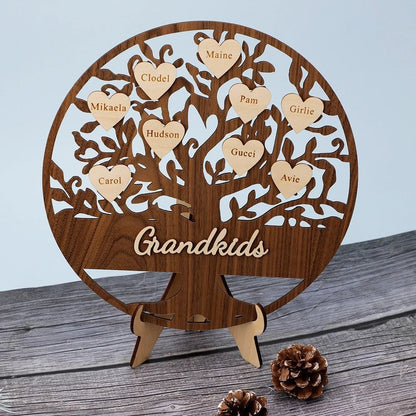 Personalized Family Names Wooden Tree Decoration - UniqueThoughtful