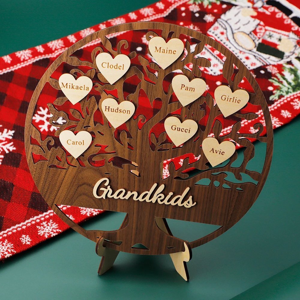 Personalized Family Names Wooden Tree Decoration - UniqueThoughtful