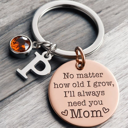 Personalized Keychain With Initial & Birthstone - Mother's Day Gift - UniqueThoughtful