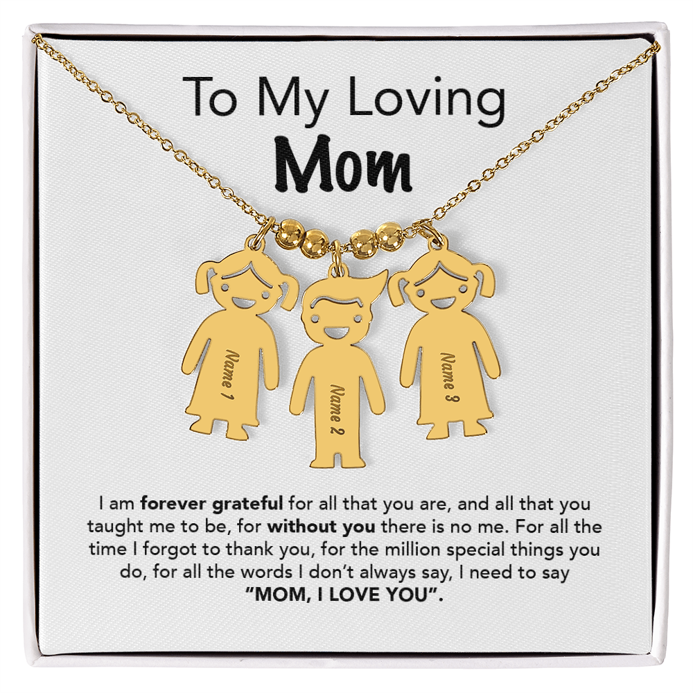Personalized Kids Charm Necklace Mother's Day Gift - UniqueThoughtful