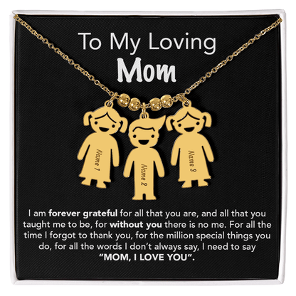Personalized Kids Charm Necklace Mother's Day Gift - UniqueThoughtful