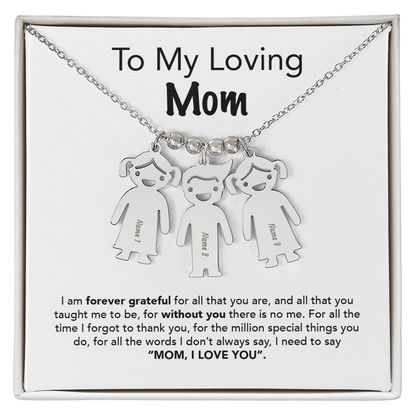 Personalized Kids Charm Necklace Mother's Day Gift - UniqueThoughtful
