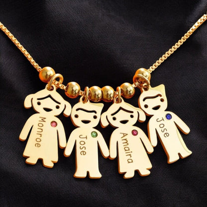 Personalized Kids Name Birthstone Necklace - Mother's Day Gift - UniqueThoughtful