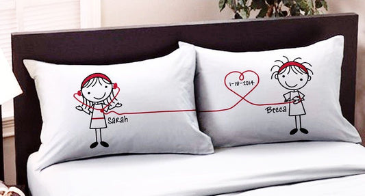 Personalized Lesbian Couple Pillowcases with Name & Date - Uniquethoughtful