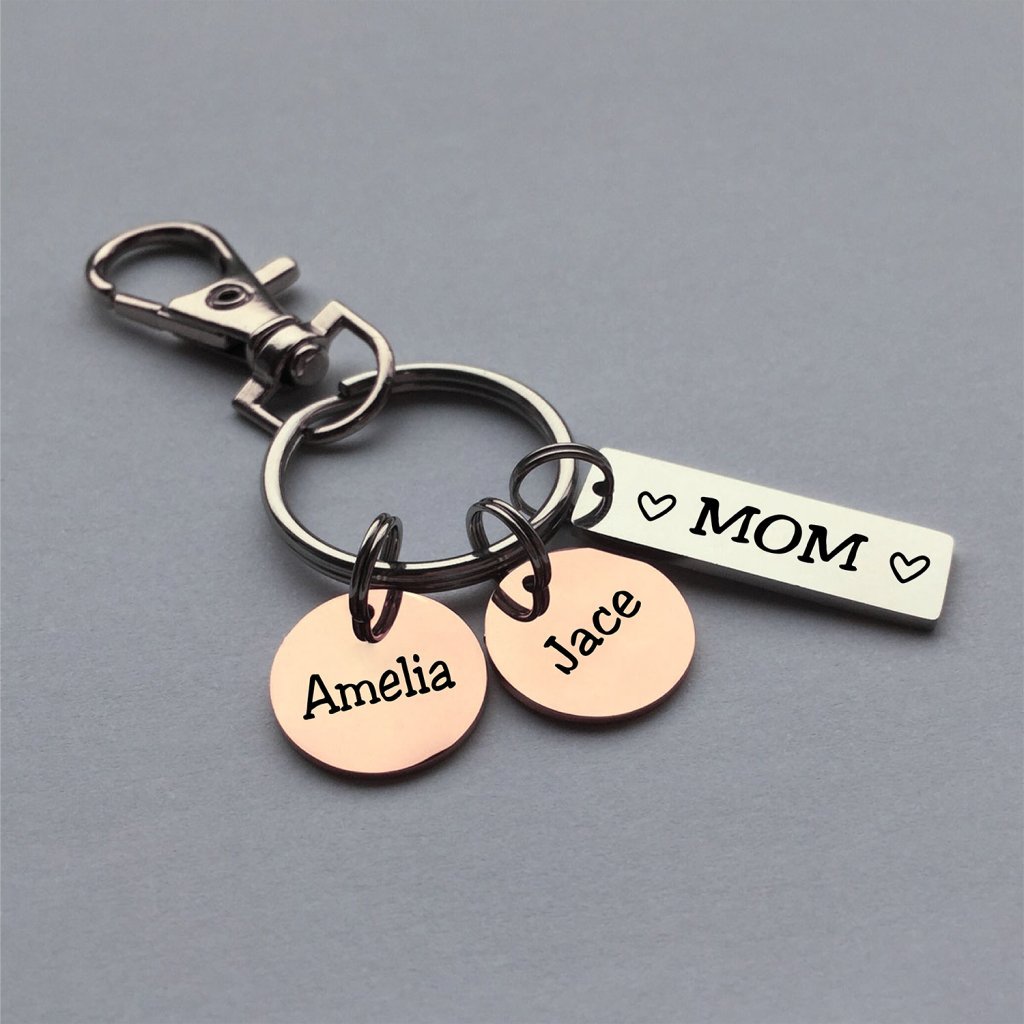 Personalized Mother's Day Bar Charm Keychain - Uniquethoughtful