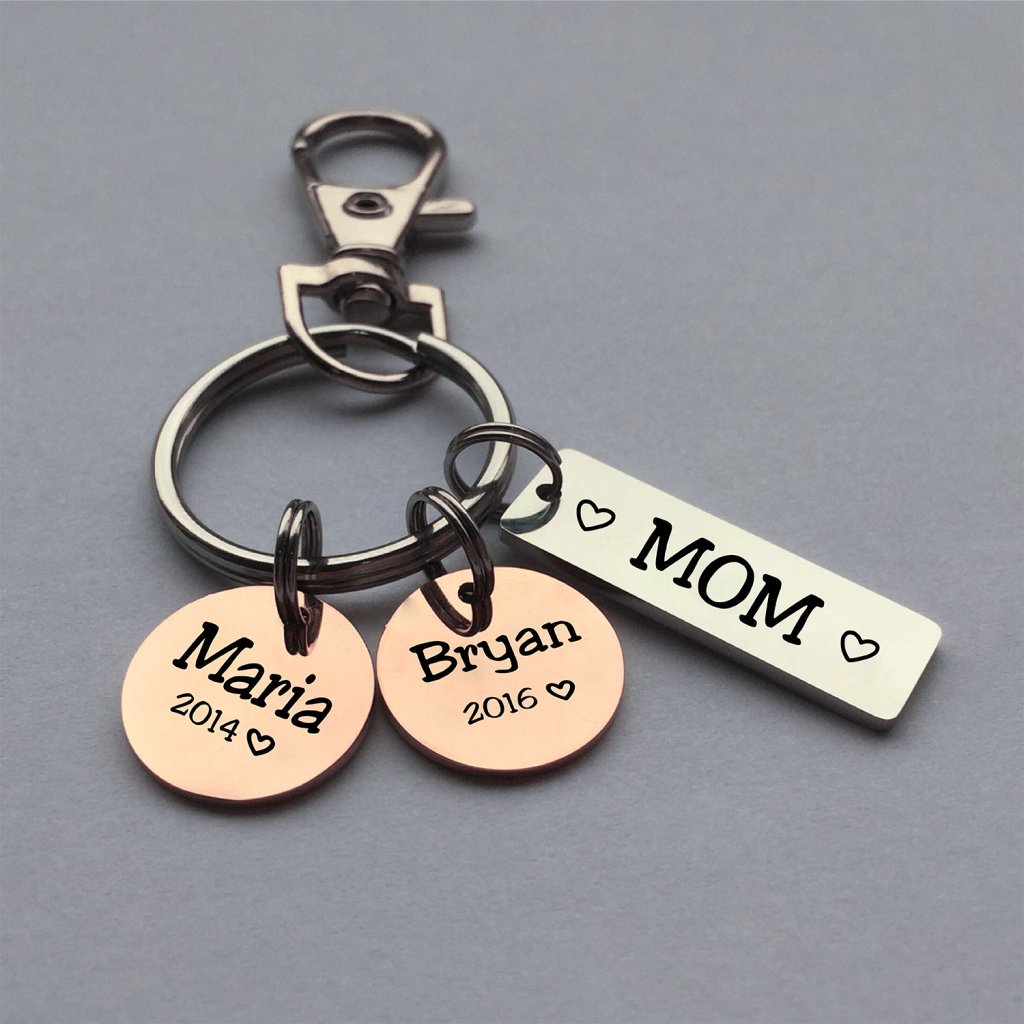 Personalized Mother's Day Bar Charm Keychain - Uniquethoughtful