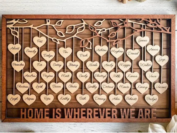 Personalized Mother's Day Gift - Engraved Wooden Family Tree for Mom & Grandma - Perfect Mother's Day Gift - UniqueThoughtful