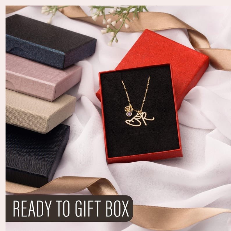 Personalized Necklace With Initial & Birthstone - Mother's Day Gift For Mom, Grandma - UniqueThoughtful