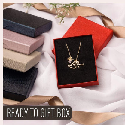 Personalized Necklace With Initial & Birthstone - Mother's Day Gift For Mom, Grandma - UniqueThoughtful