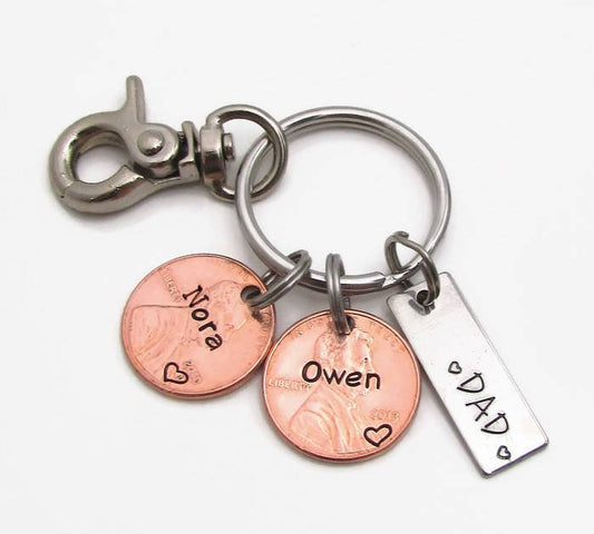 Personalized Penny Keychain For Mom, Dad, Grandma, Grandpa, Aunt - Uniquethoughtful