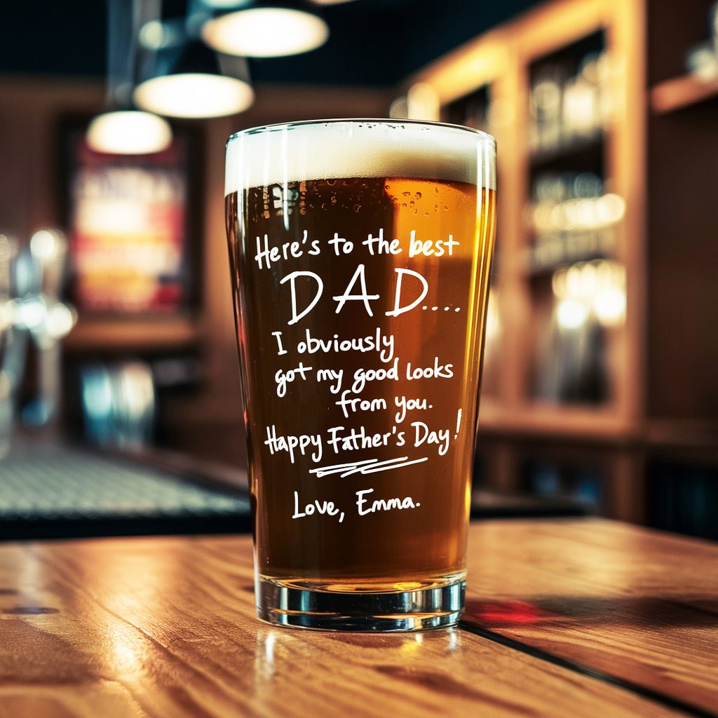 Personalized Pint Glass 16oz Father's Day Gift - Uniquethoughtful