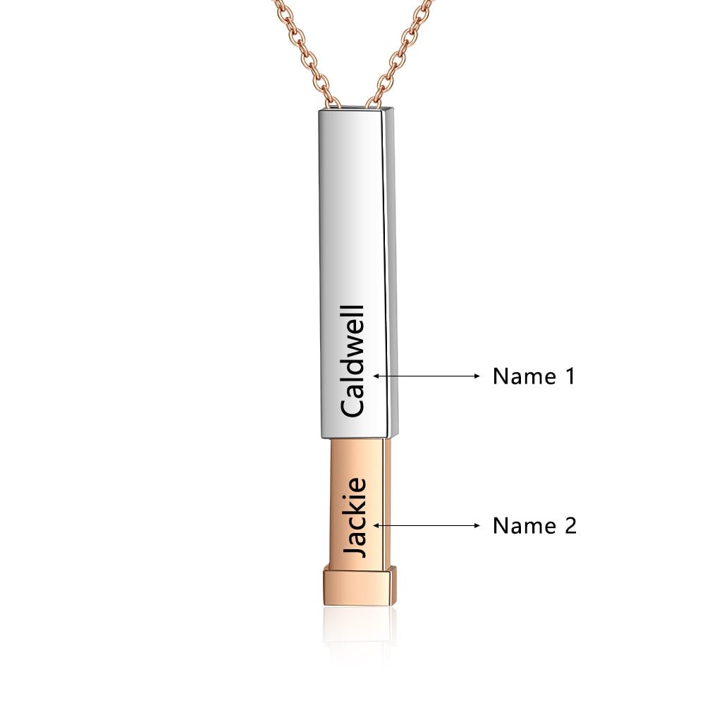 Personalized Vertical Long Bar Necklace - Perfect Anniversary Gift - UniqueThoughtful