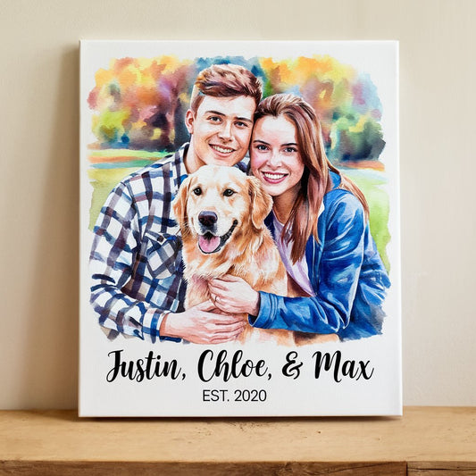 Personalized Watercolor Portrait Canvas Wall Art - UniqueThoughtful