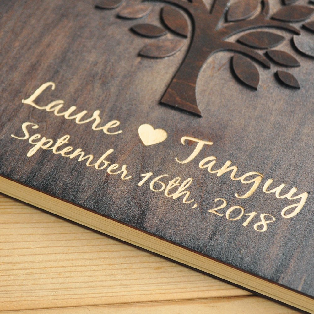 Personalized Wooden Wedding Tree Guest Book Album for Bridal Shower Custom Wedding Gifts - Uniquethoughtful