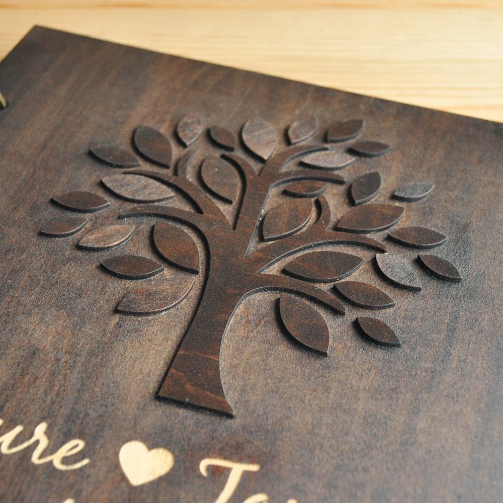 Personalized Wooden Wedding Tree Guest Book Album for Bridal Shower Custom Wedding Gifts - UniqueThoughtful