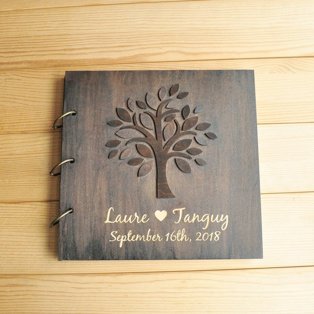 Personalized Wooden Wedding Tree Guest Book Album for Bridal Shower Custom Wedding Gifts - Uniquethoughtful