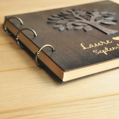 Personalized Wooden Wedding Tree Guest Book Album for Bridal Shower Custom Wedding Gifts - UniqueThoughtful