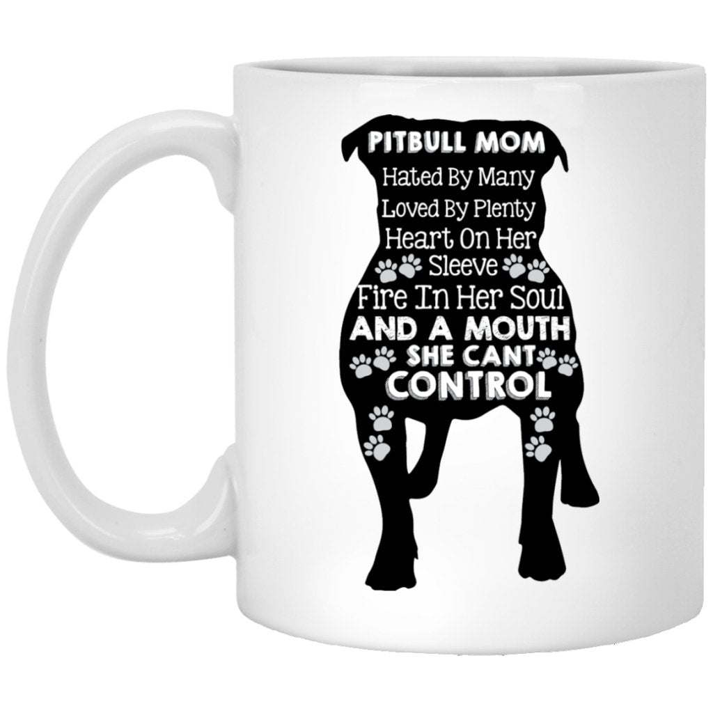 "Pitbull Mom hated by many loved by plenty....." Coffee mug (White) - Uniquethoughtful