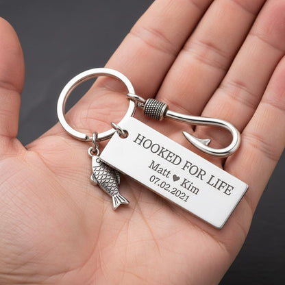 Porte-clés personnalisé Hooked on You avec initiales et date