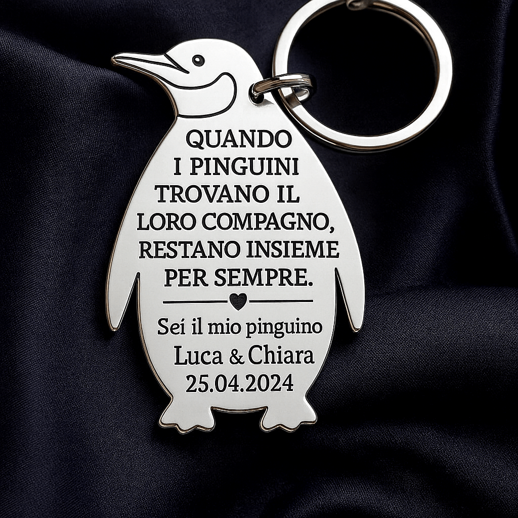 Portachiavi pinguino personalizzato - UniqueThoughtful