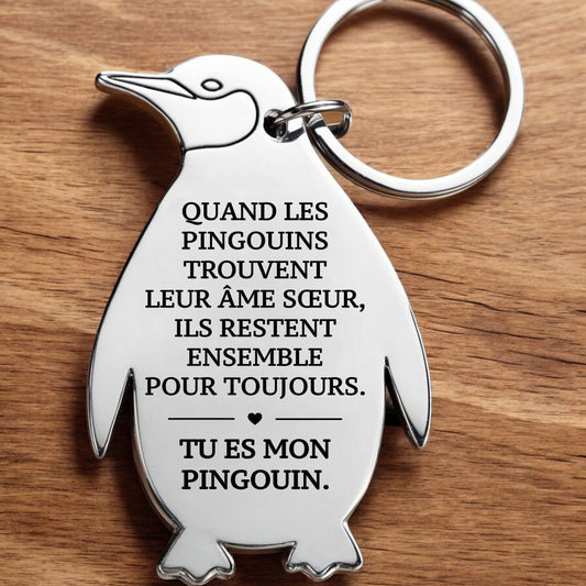 Porte - clés Tu es mon pingouin - Cadeau de Saint - Valentin - UniqueThoughtful