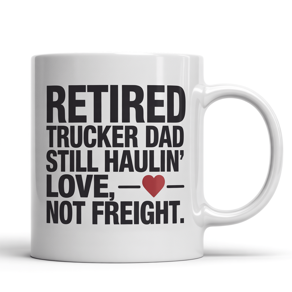 Retired Trucker Dad Coffee Mug - Haulin’ Love, Not Freight - UniqueThoughtful