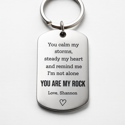 You Are My Rock Custom Keychain - Valentine's Gift