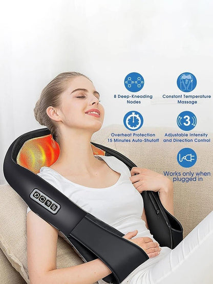 Shiatsu Neck and Shoulder Heated Massager - Mother's Day Gift For Mom, Grandma - UniqueThoughtful