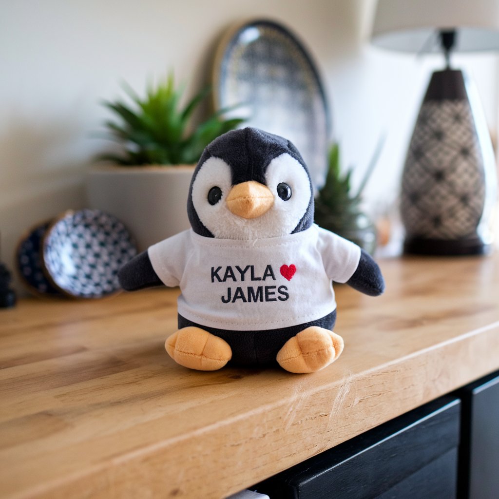 Personalized Penguin Couple Plush Valentine's Gift