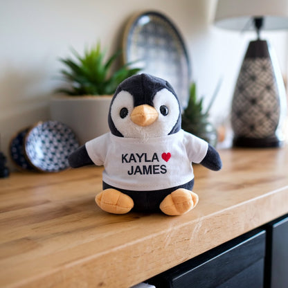 Personalized Penguin Couple Plush Valentine's Gift