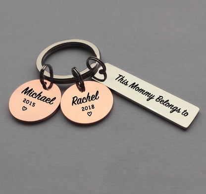 This Mommy belongs to - personalized keychain - UniqueThoughtful